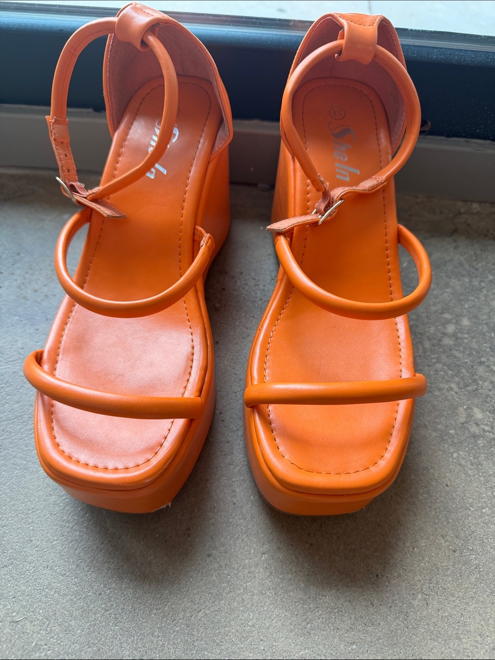 SHEIN Orange Strappy Platform Sandals